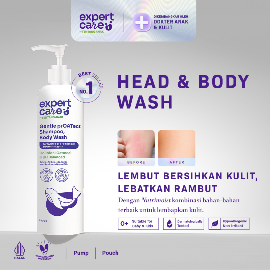 Tentang Anak Bahagia Expert Care by Tentang Anak Gentle PrOATect Shampoo, Body Wash