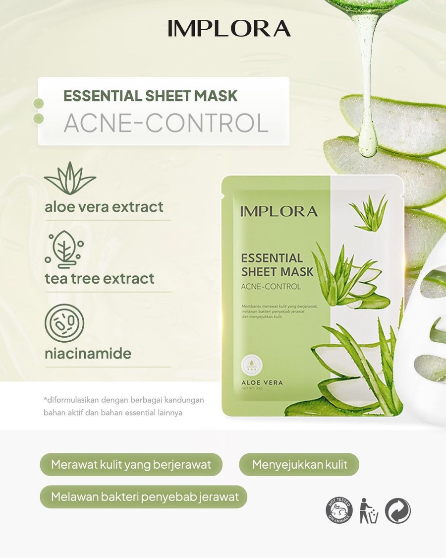 Implora Sukses Abadi Implora Essential Sheet Mask Aloe Vera