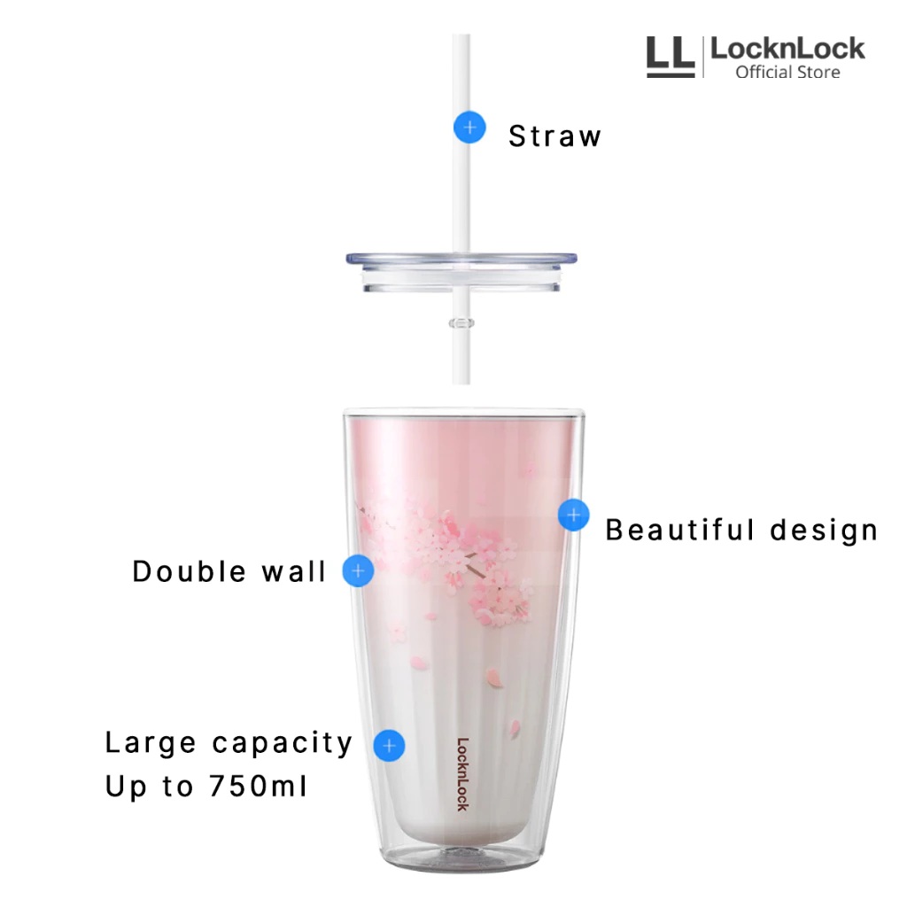 LocknLock LocknLock Exclusive NEW Double Wall Cold Cup Cherry Blossom HAP522