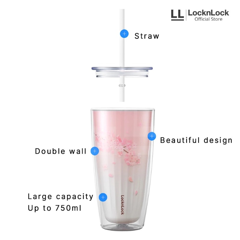 LocknLock Exclusive NEW Double Wall Cold Cup Cherry Blossom 5