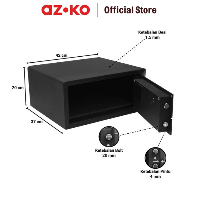 Krisbow Indonesia Krisbow® 42x37x20 cm Brankas Hotel 20hol-1.5/4