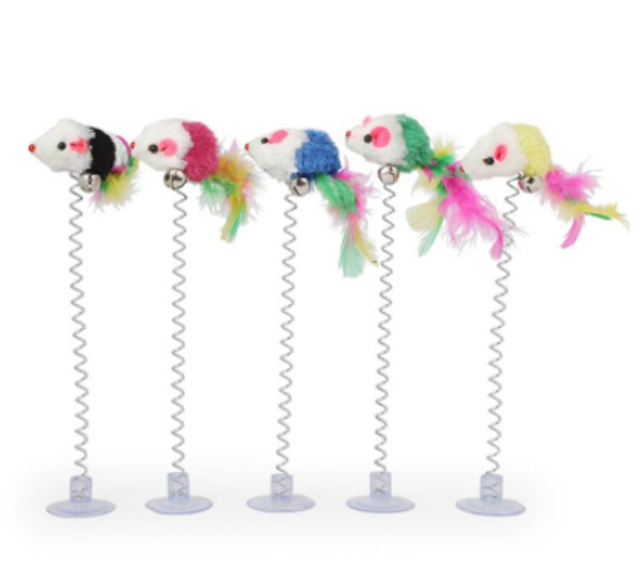 Mainan Kucing Interaktif Tikus Pegas