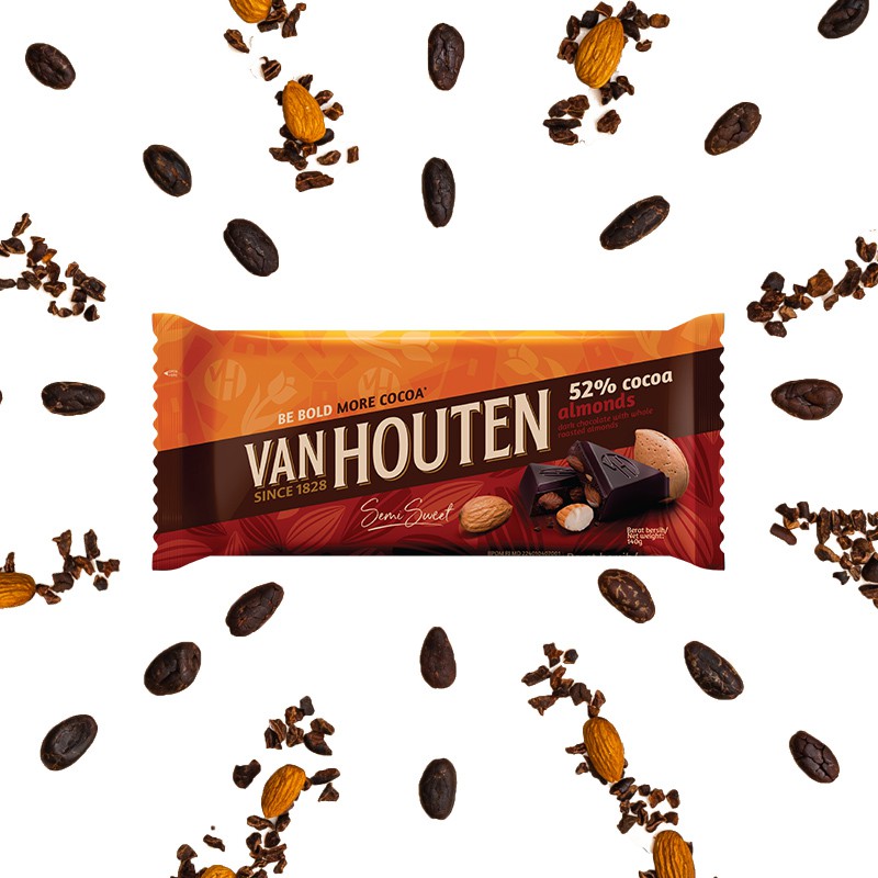 Van Houten Cokelat Dark 52% Cocoa Almond