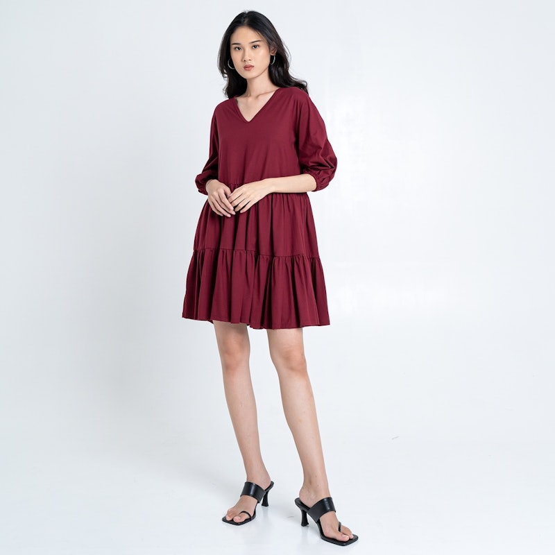 Carolina Dress Maroon 1