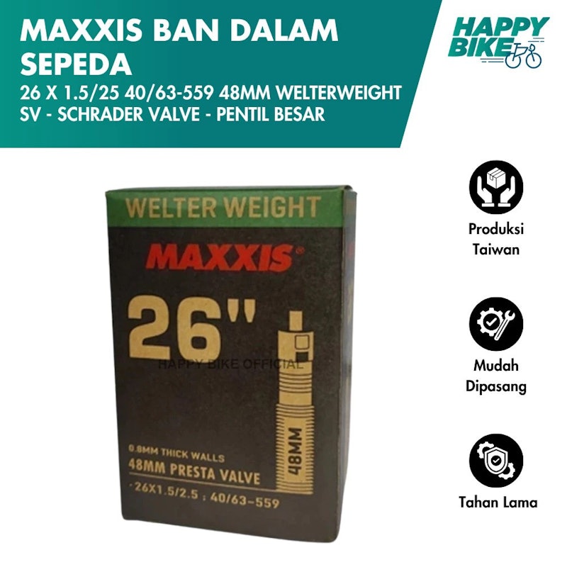 Maxxis Welter Weight Tubes 26 x 1.50/2.50 48 mm Presta Valve 5