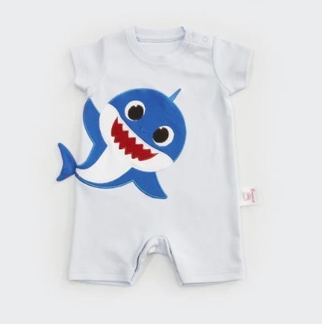 i am cotton Romper Pendek Baby Shark Embrodery