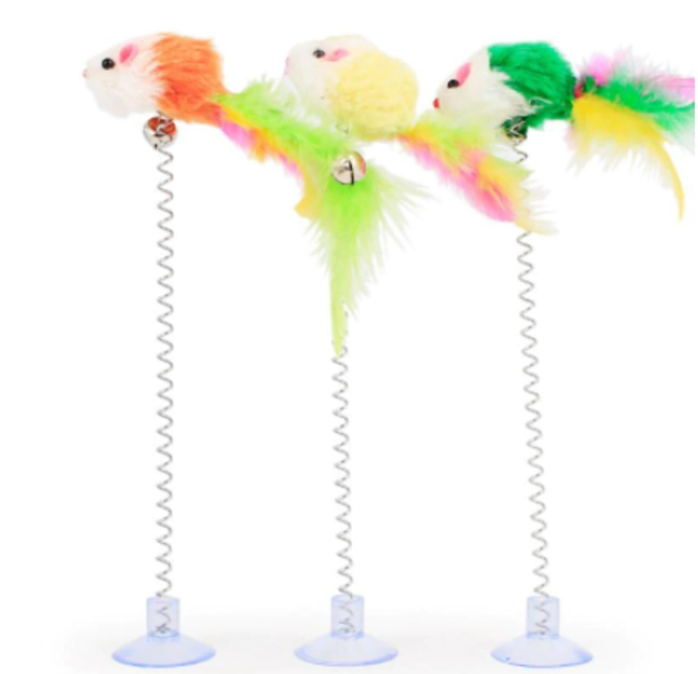  Mainan Kucing Interaktif Tikus Pegas