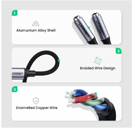Kabel Splitter Adaptor Type C to Dual 3.5mm 4