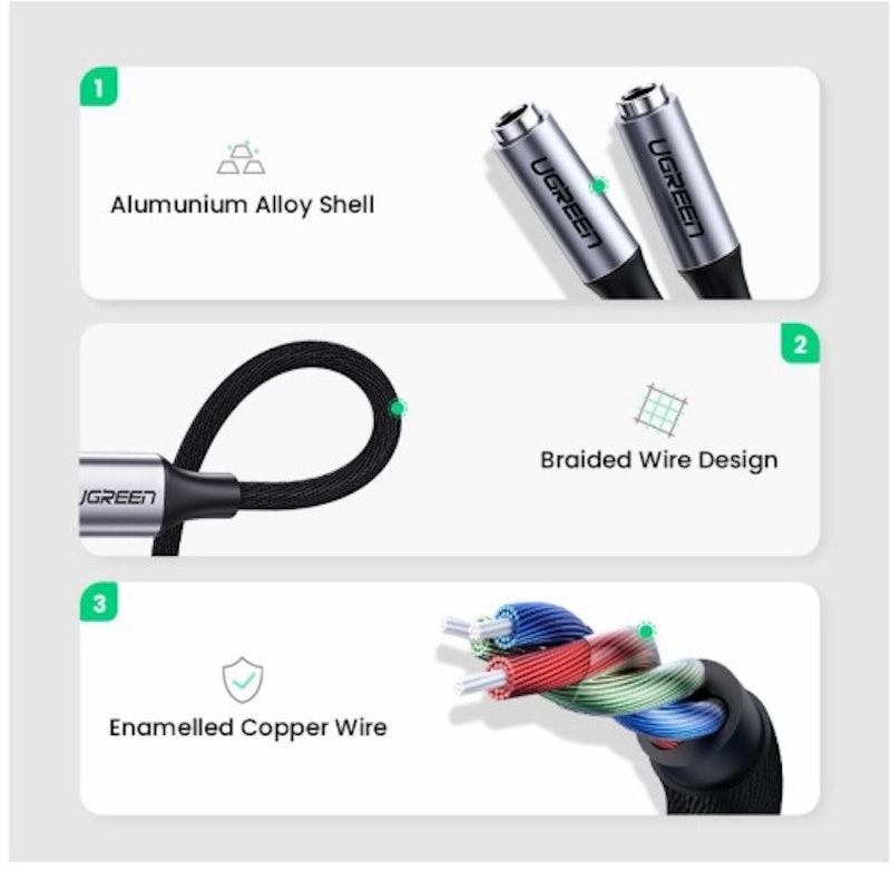 Kabel Splitter Adaptor Type C to Dual 3.5mm 4