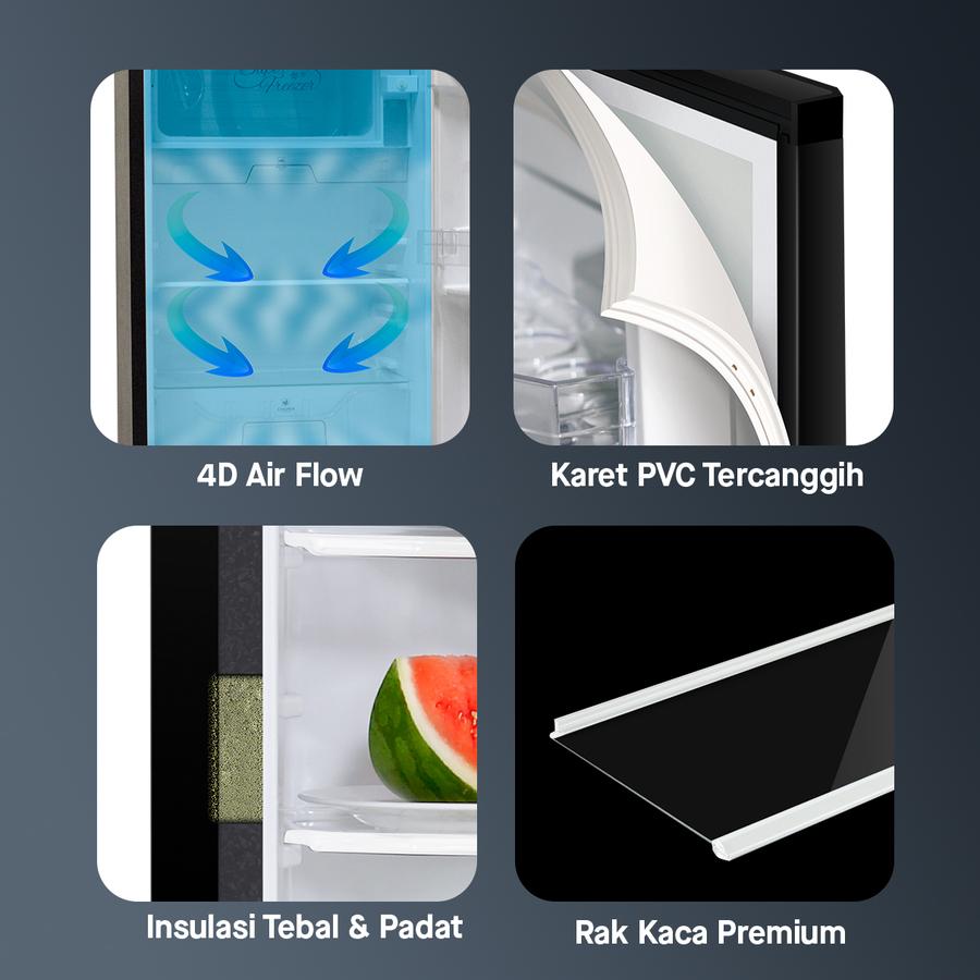 Sanken Argadwijaya Sanken Kulkas 2 Pintu 230L SK-V233PA-BB