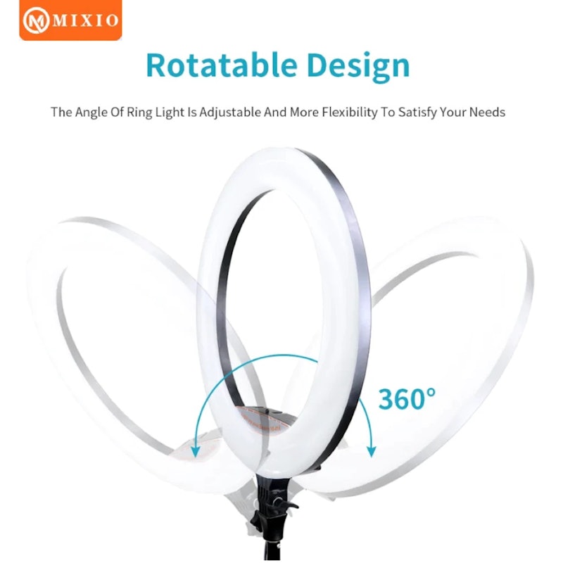 MIXIO Ring Light 45cm + Light Stand Tripod 3