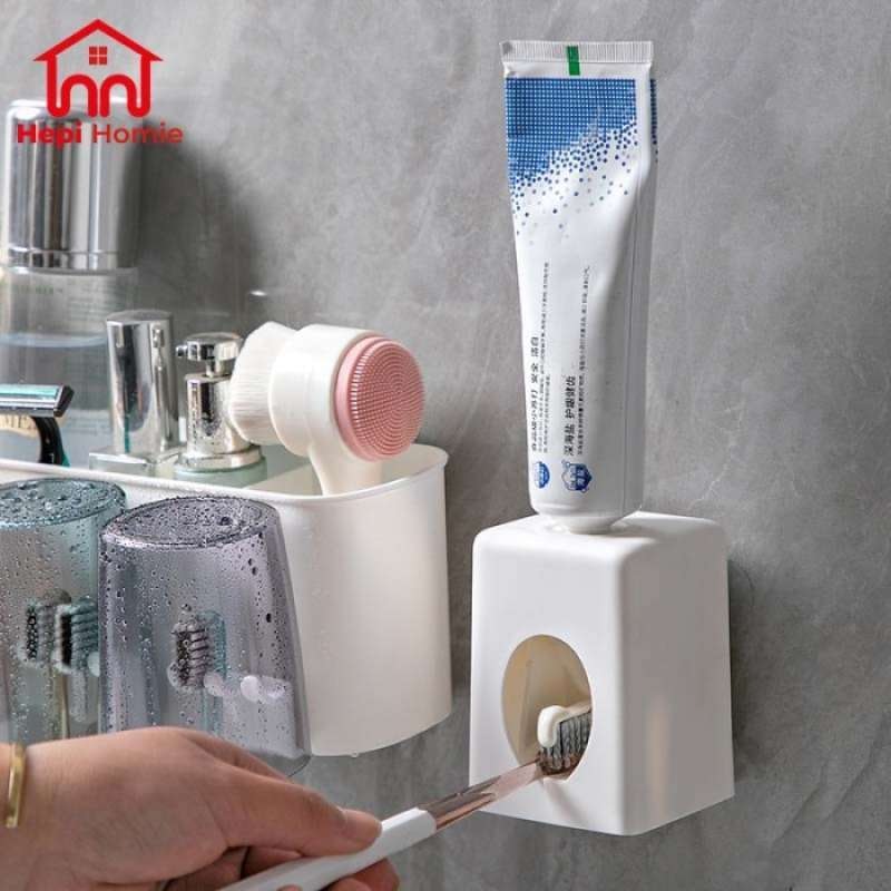 Toothbrush Holder Cup Set + Toothpaste Dispenser 3