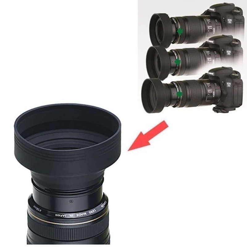 Universal Silicone Rubber Lens Hood 62mm Collapsible 2