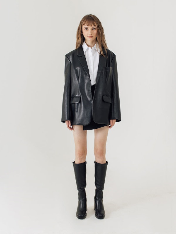 Bi Leather Oversized Blazer 2