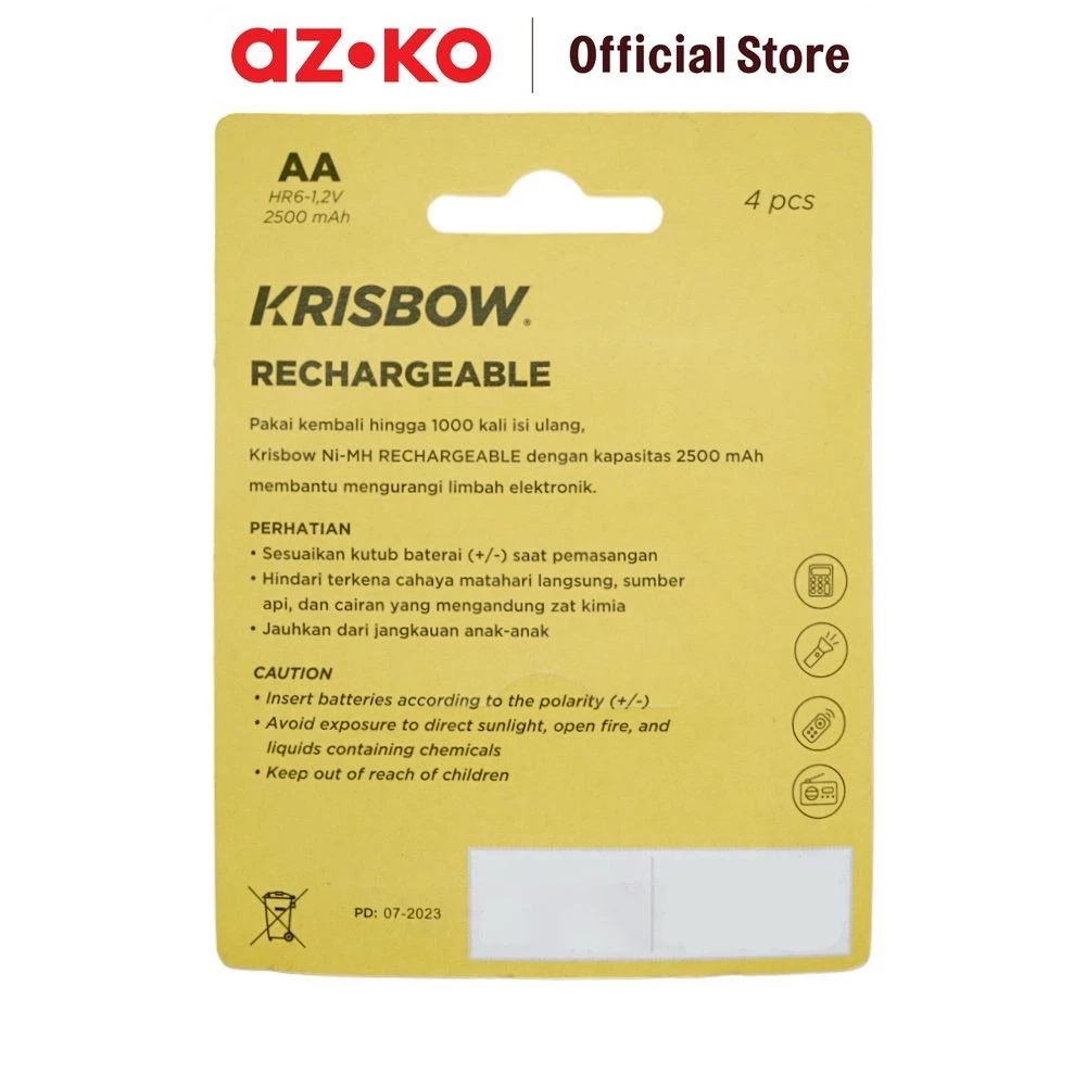 Krisbow® Baterai Rechargeable AA 2500 mAh