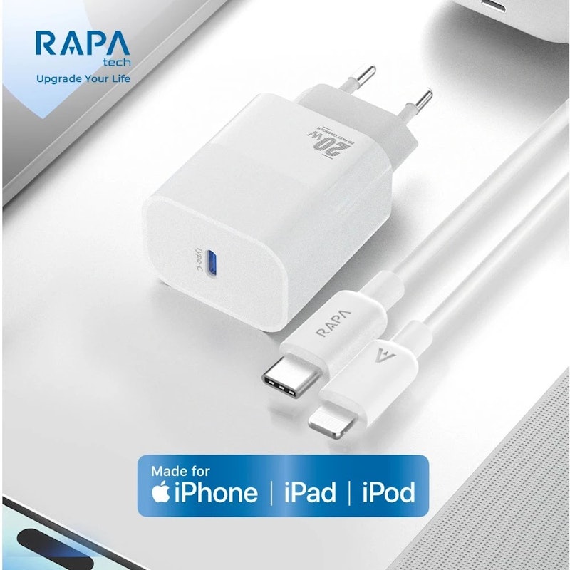 RAPAtech Power Mini GaN with USB-C to USB-C 60W Cable 3