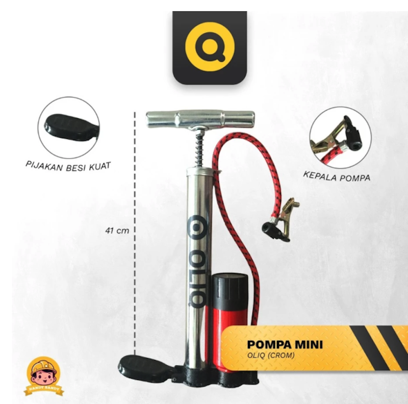 OLIQ Pompa Angin Tangan Crom Mini Serbaguna 2
