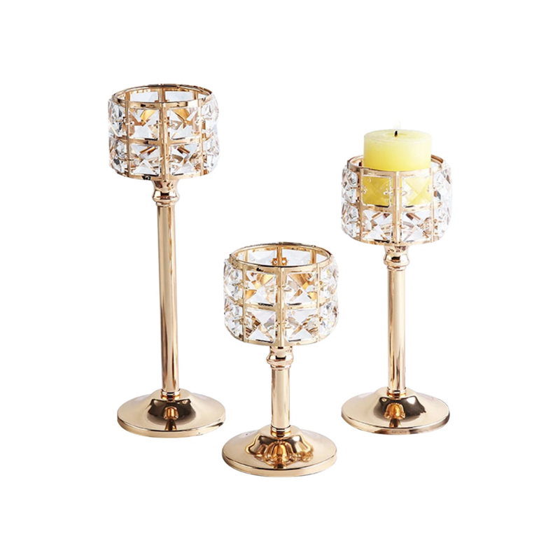 Homzo Crystal Candle Holder Gold 1
