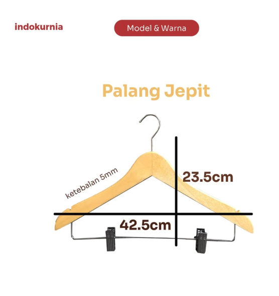 Indokurnia Maju Perkasa Indokurnia Hanger Kayu Jepitan Premium