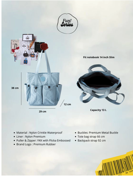 Flicka Fashion Indonesia Flicka Milan Totebag Ransel Waterproof Nylon