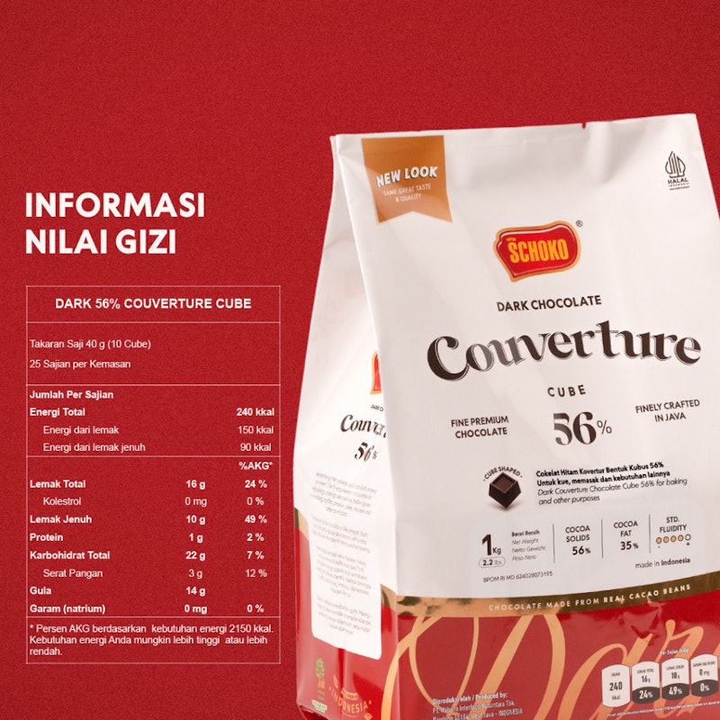 Schoko Dark Chocolate Couverture Cube 56% 1 kg 4