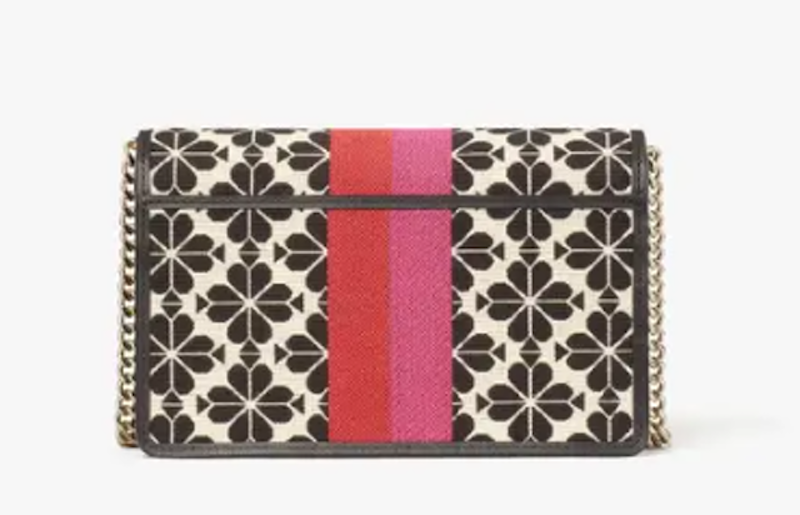 Spade Flower Jacquard Stripe Wallet on Chain 3