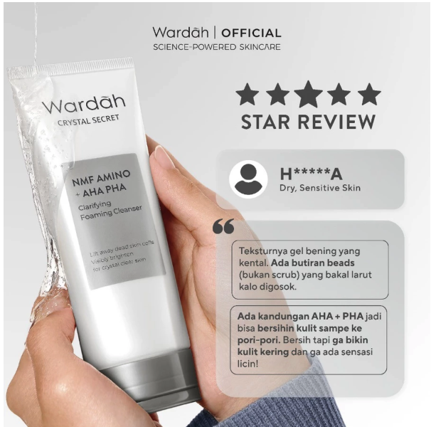 Paragon Technology and Innovation Wardah Crystal Secret NMF Amino + AHA PHA Clarifying Foaming Cleanser