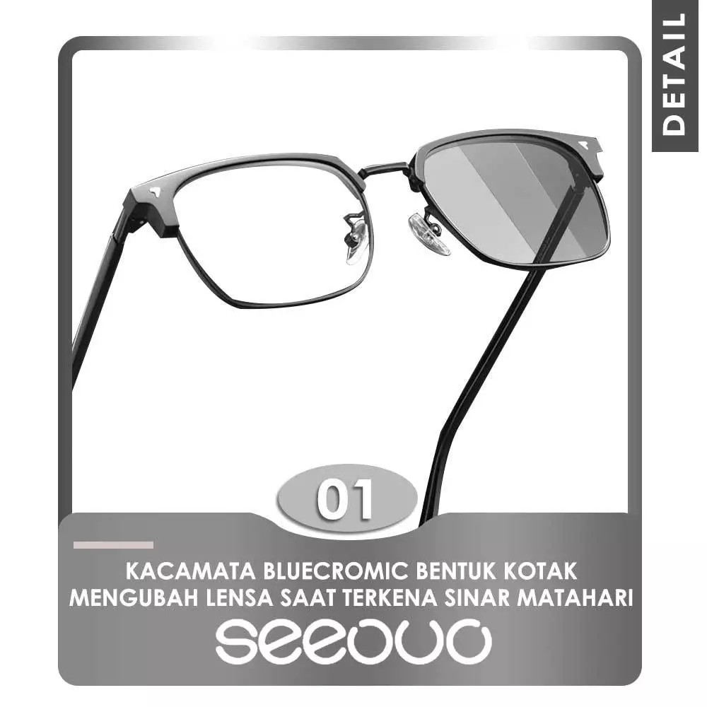 Cherish Vision One Seeouo Kacamata Bluecromic Antiradiasi Photocromic Model Kotak