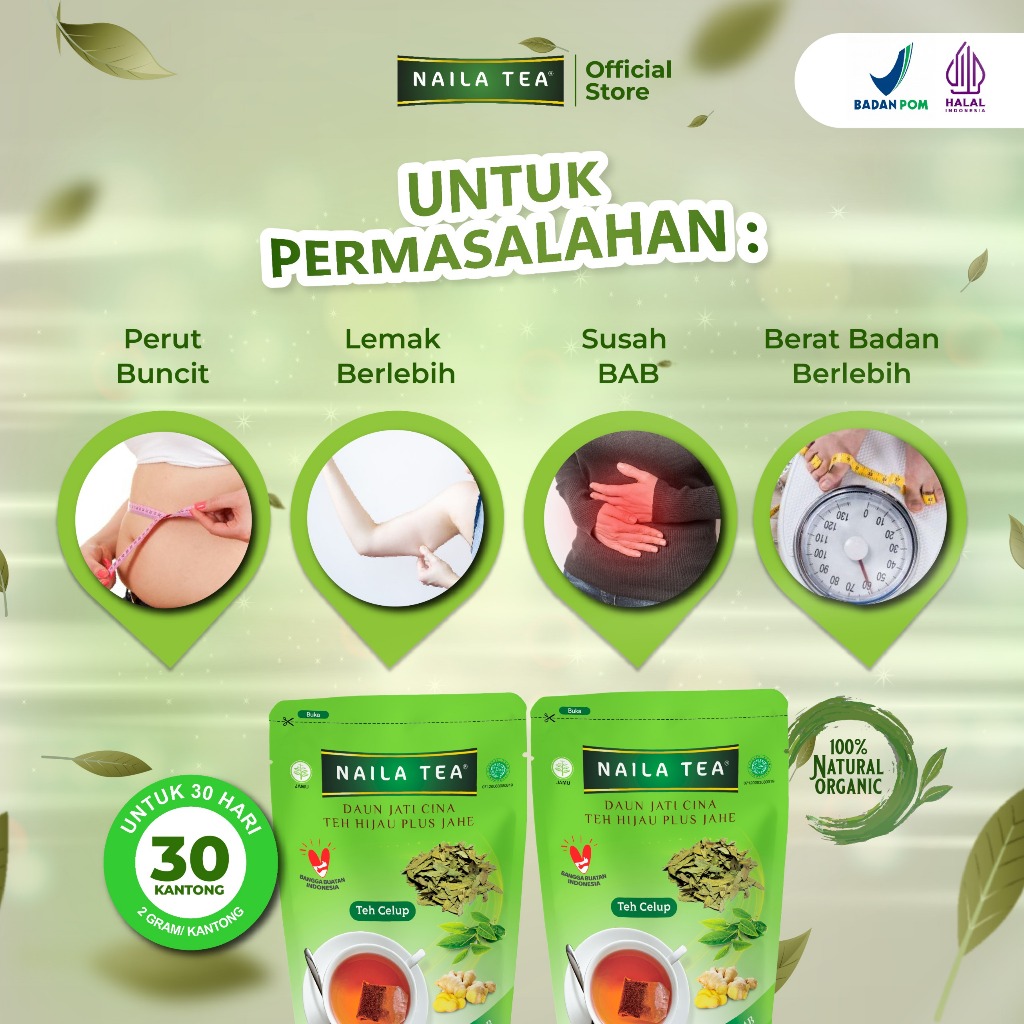 Naila Tea Daun Jati Cina Teh Hijau Plus Jahe  4