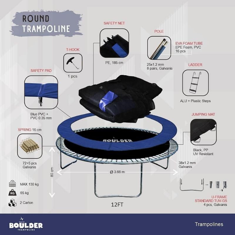Boulder Indonesia Boulder Round Trampoline 12FT BRT-12-B