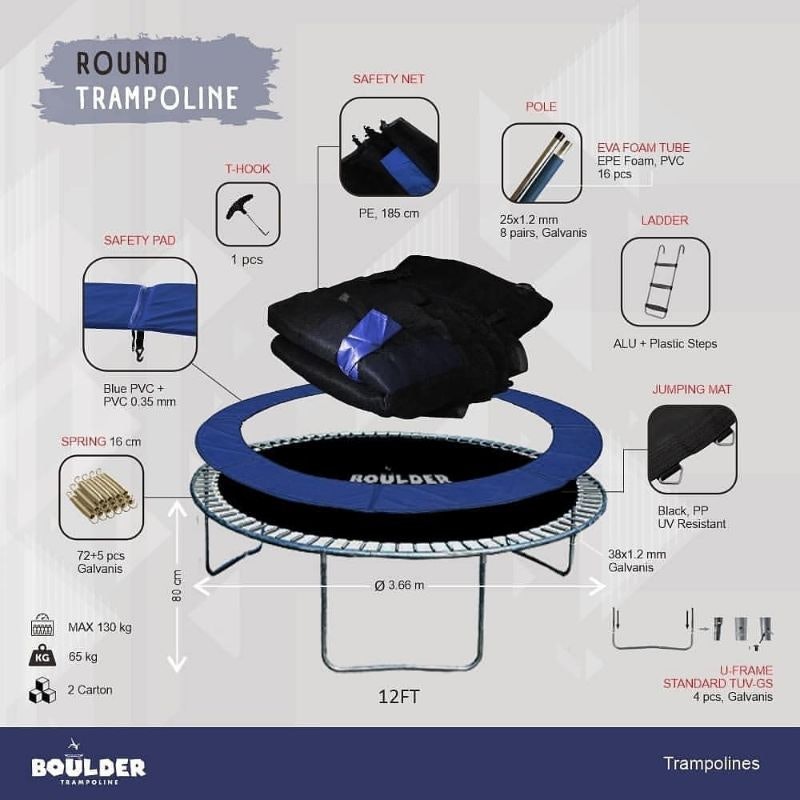 Boulder Round Trampoline 12FT 2