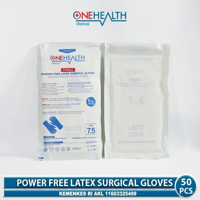 Era Medika Alkesindo Onehealth Sterile Powder Free Latex Surgical Gloves
