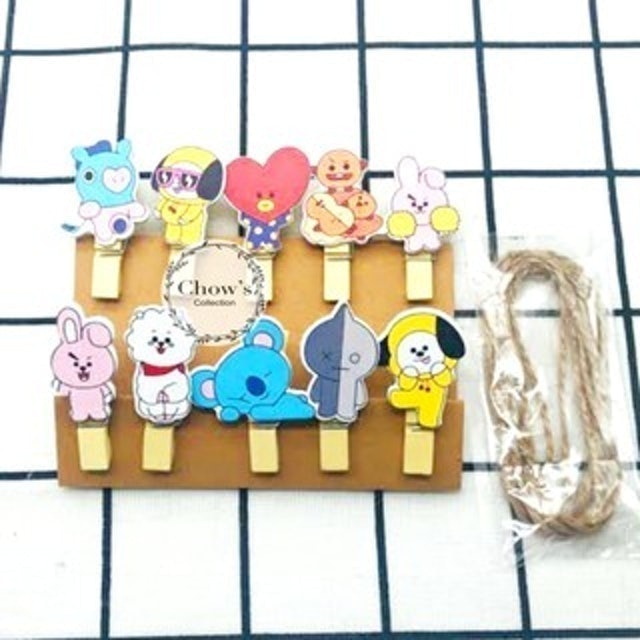 Wooden Clip  BTS BT21 + Tali Rami