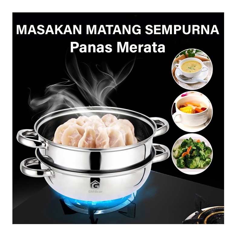 Selalu Sukes Prima GM Bear Steamer Stainless Steel 2 Tingkat  1036