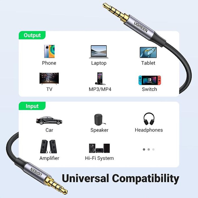 Ugreen Cable Aux Audio 3.5 mm Male to Male 1 meter 4