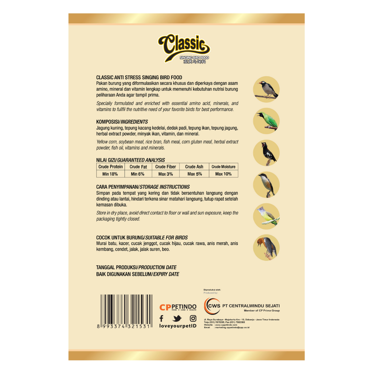 CPPETINDO CP Classic Singing Bird Food