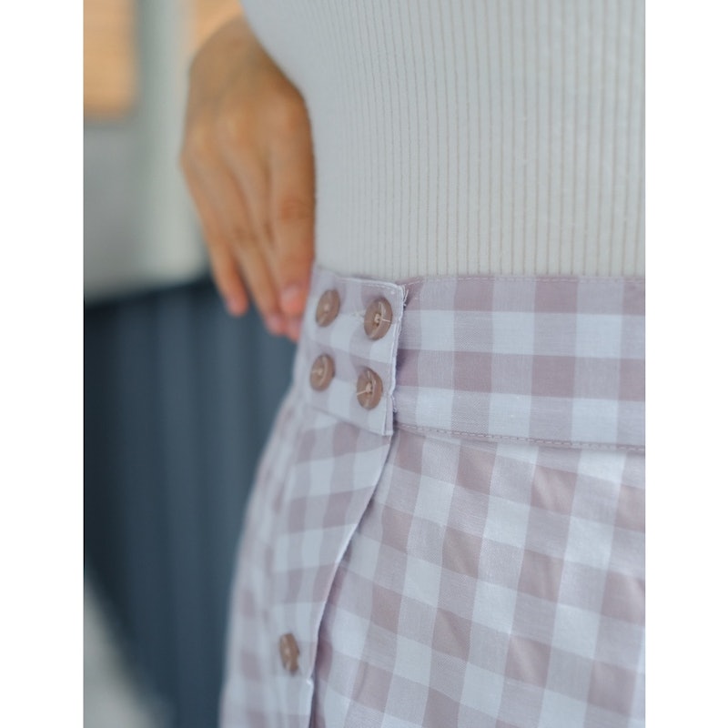 Zizava SKirt - Rok Flare Kancing Motif Gingham Kotak 4