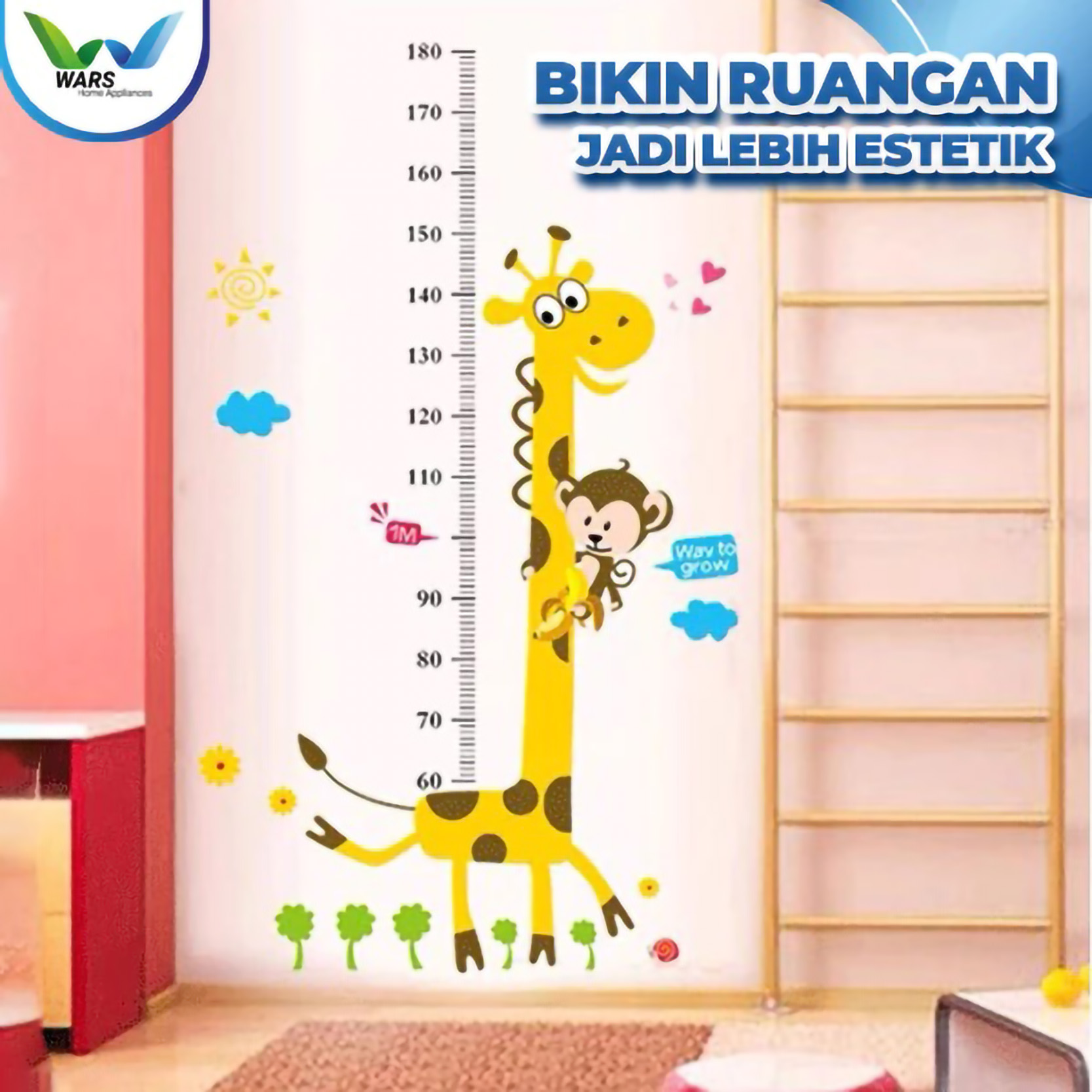  WARS Wallpaper Sticker Dinding Pengukur Tinggi Anak