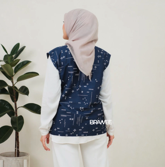  BRAWEE Vest Batik V Neck Motif Katulistiwa