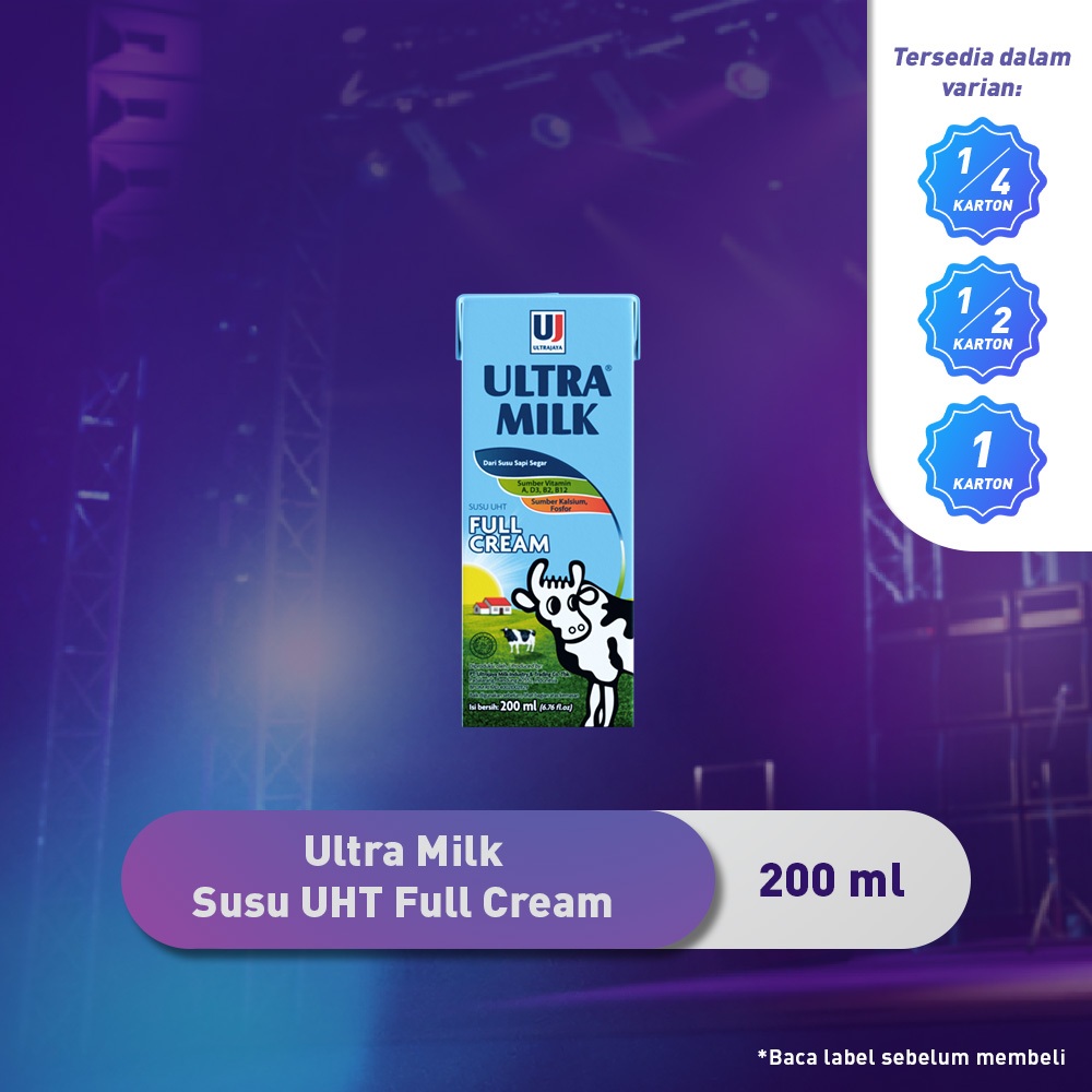 Ultrajaya  Ultra Milk Susu UHT Full Cream 200 ml (1 karton)
