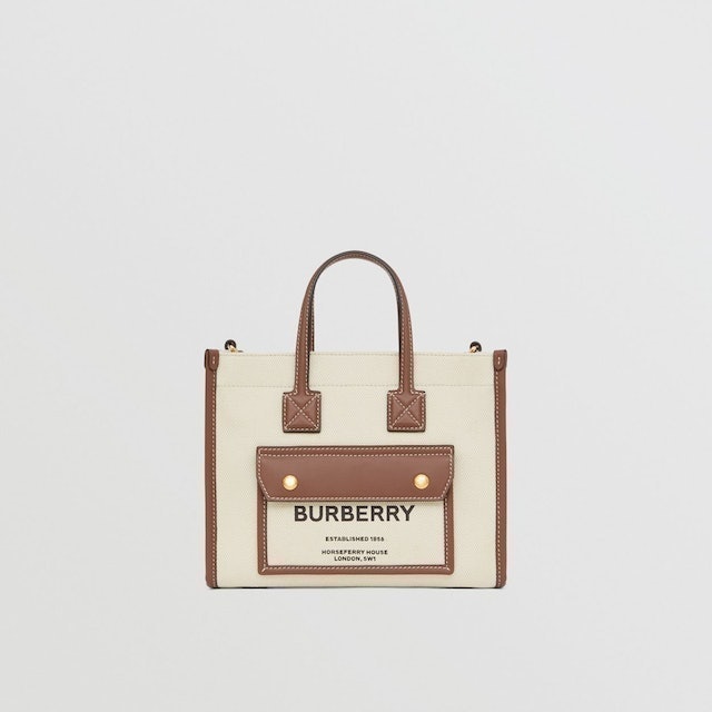 Burberry Two-tone Canvas and Leather Mini Freya Tote