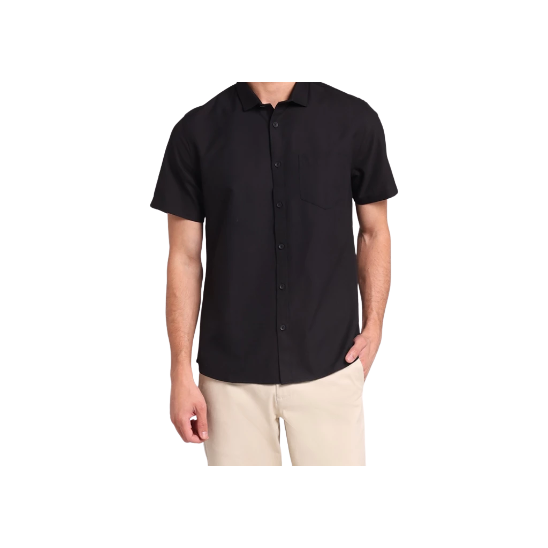 Manzone Kemeja Lengan Pendek Pria Slim Fit Kobe Black