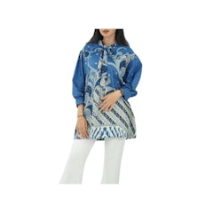 Batik Trusmi Blouse Batik Motif Liris Biru