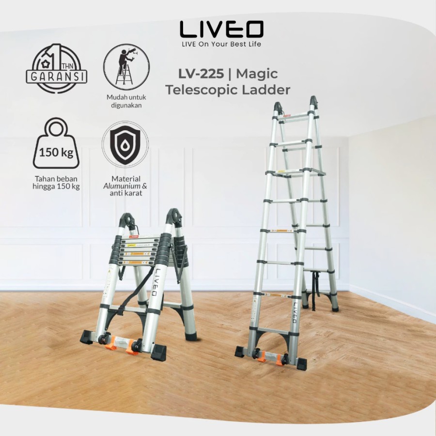 Prima Unggul Jaya Sentosa LIVEO Tangga Teleskopik Ganda LV-225
