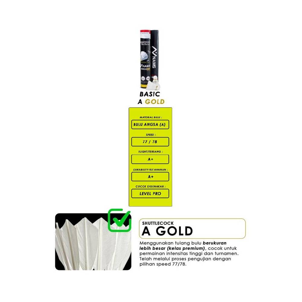 Nams Shuttlecock Basic A Gold Hitam 3