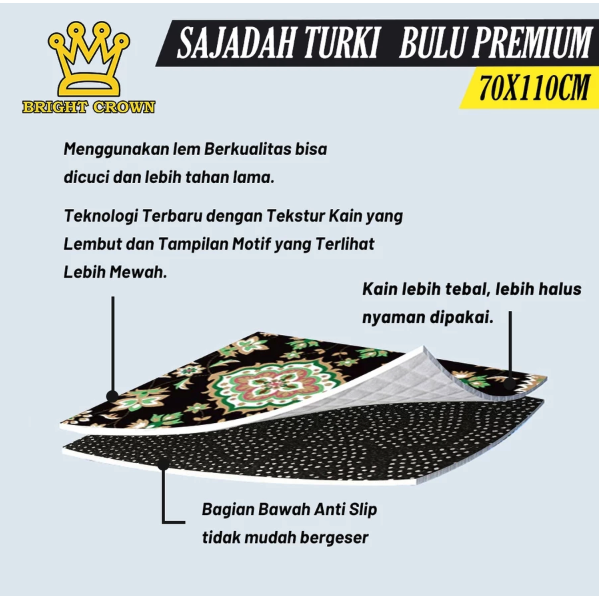 Bright Crown Webstore Bright Crown Sajadah Turki Bulu Premium