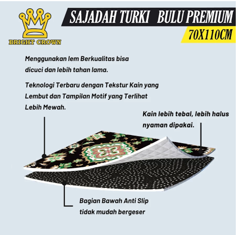 Bright Crown Sajadah Turki Bulu Premium 5