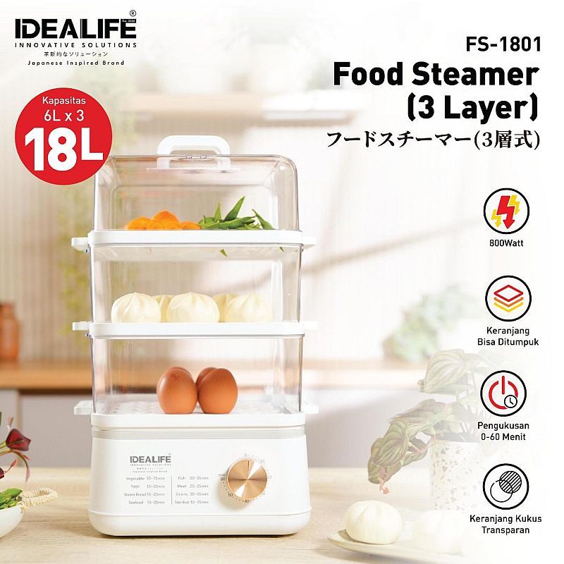 Idealife Makmur IDEALIFE Food Steamer 3 Layer FS-1801