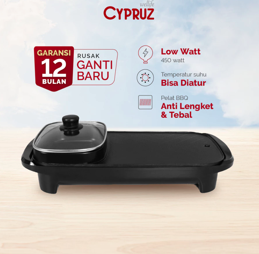 Cypruz Grill Pan BBQ Hotpot 2 in 1 4
