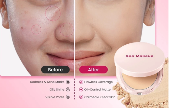 Sea Beauty Indonesia Sea Makeup Acne Cover & Smooth Two Way Cake Fudge Cookie